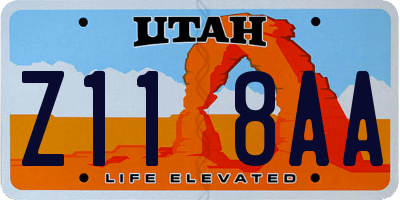 UT license plate Z118AA