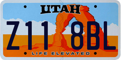 UT license plate Z118BL