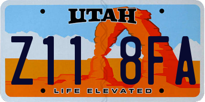 UT license plate Z118FA