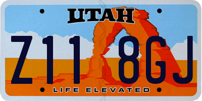 UT license plate Z118GJ
