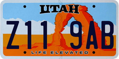 UT license plate Z119AB
