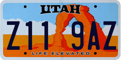UT license plate Z119AZ