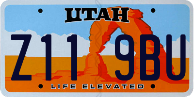 UT license plate Z119BU