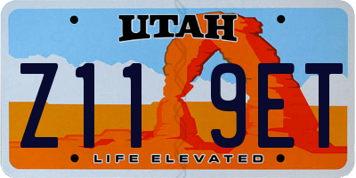 UT license plate Z119ET