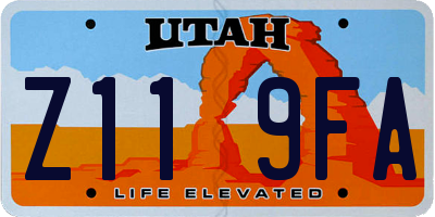 UT license plate Z119FA