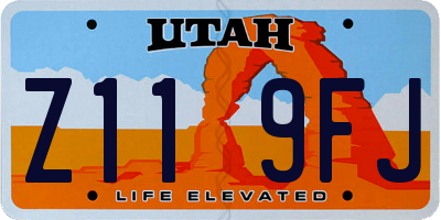 UT license plate Z119FJ