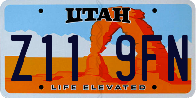 UT license plate Z119FN