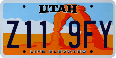UT license plate Z119FY