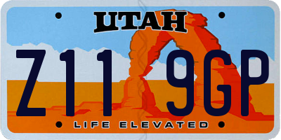 UT license plate Z119GP