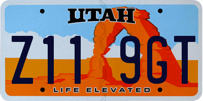 UT license plate Z119GT