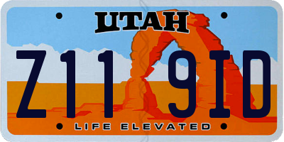 UT license plate Z119ID