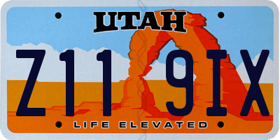 UT license plate Z119IX
