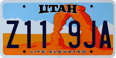UT license plate Z119JA