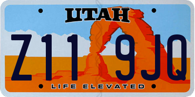 UT license plate Z119JQ