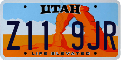 UT license plate Z119JR