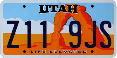 UT license plate Z119JS