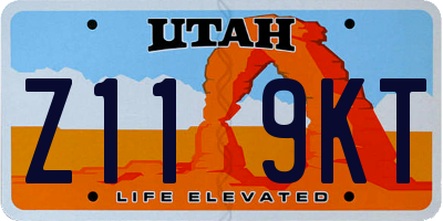 UT license plate Z119KT