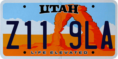 UT license plate Z119LA