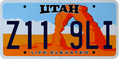 UT license plate Z119LI