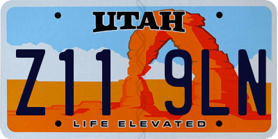 UT license plate Z119LN