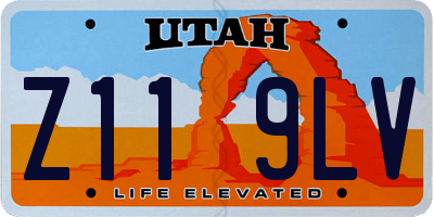 UT license plate Z119LV