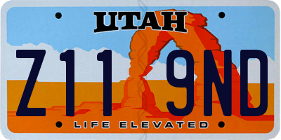 UT license plate Z119ND