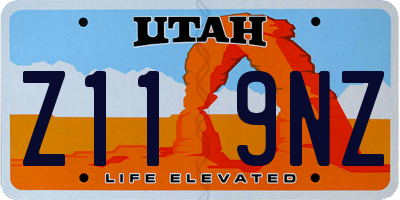 UT license plate Z119NZ