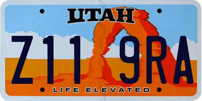 UT license plate Z119RA