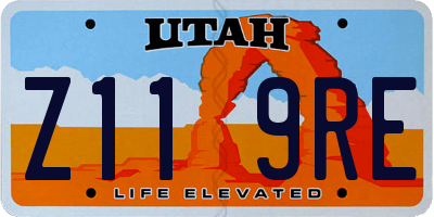 UT license plate Z119RE