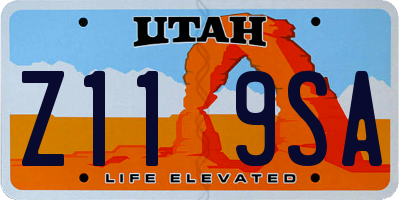 UT license plate Z119SA