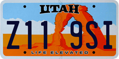 UT license plate Z119SI