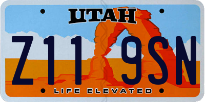 UT license plate Z119SN
