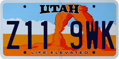 UT license plate Z119WK