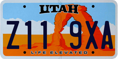 UT license plate Z119XA