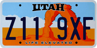 UT license plate Z119XF