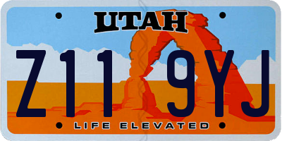 UT license plate Z119YJ