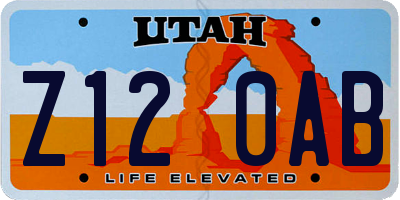 UT license plate Z120AB