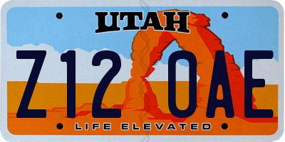 UT license plate Z120AE