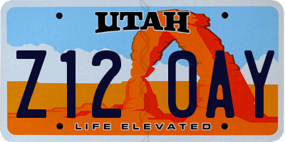 UT license plate Z120AY