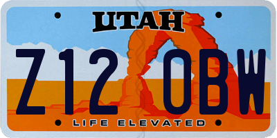 UT license plate Z120BW