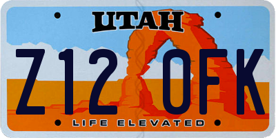 UT license plate Z120FK