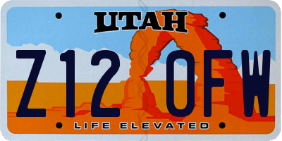 UT license plate Z120FW