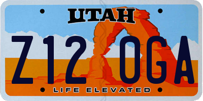 UT license plate Z120GA