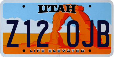 UT license plate Z120JB