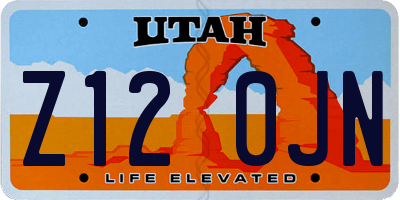UT license plate Z120JN