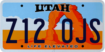 UT license plate Z120JS