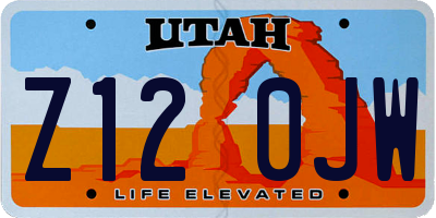 UT license plate Z120JW