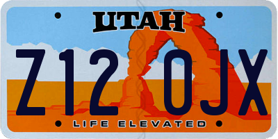 UT license plate Z120JX