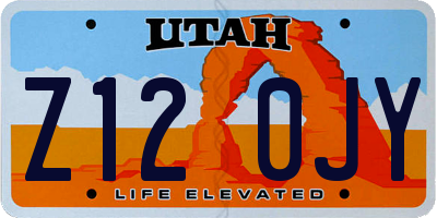 UT license plate Z120JY
