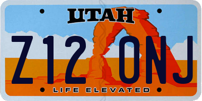 UT license plate Z120NJ